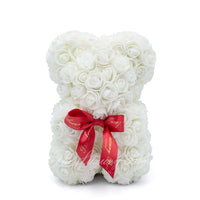 Small Rose Bear - White - 10IN. - Luxury Box London